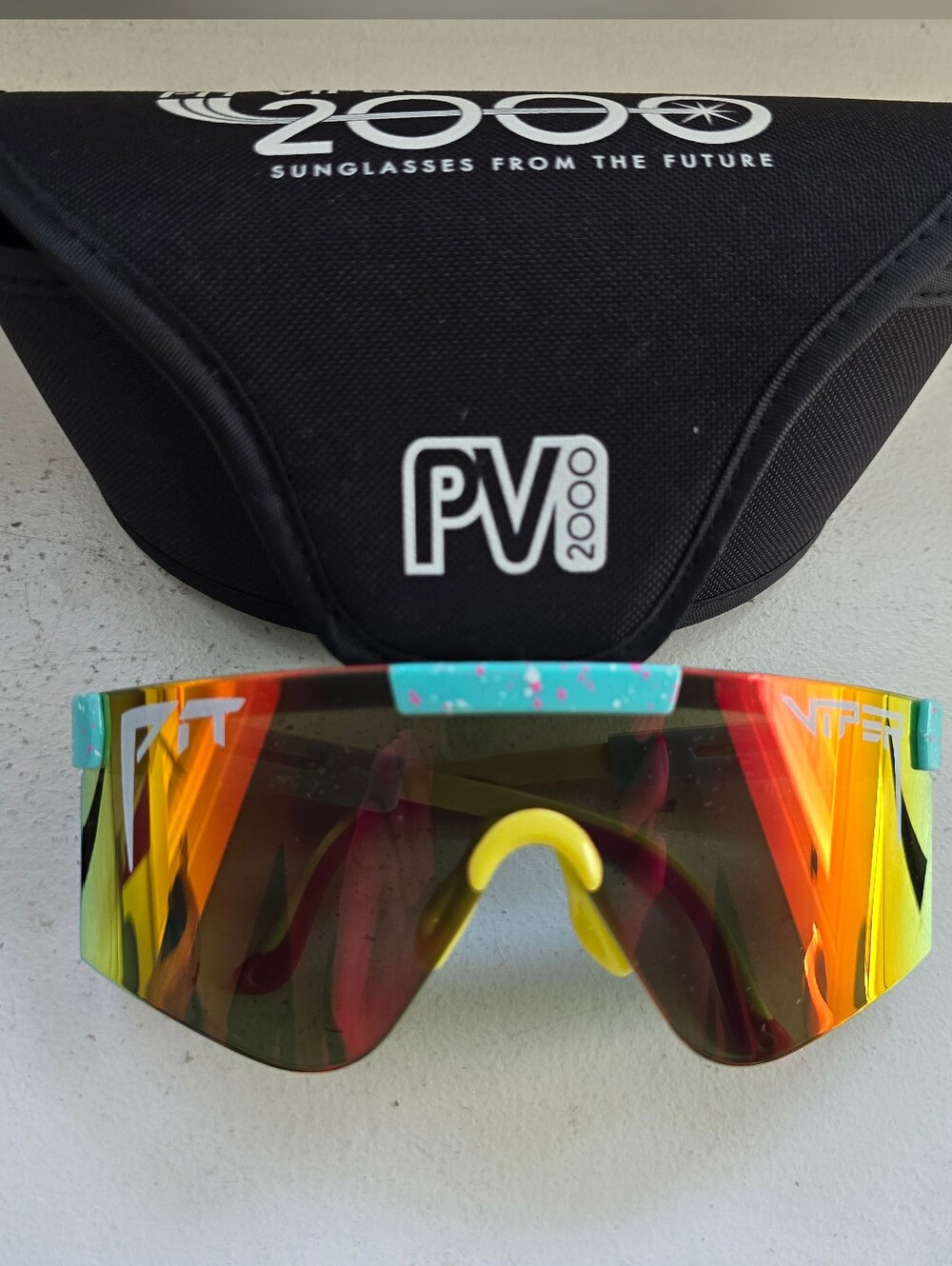 Pit Viper Kids Sunglasses - Turquoise Speckle Frame with Rainbow Mirror Lens